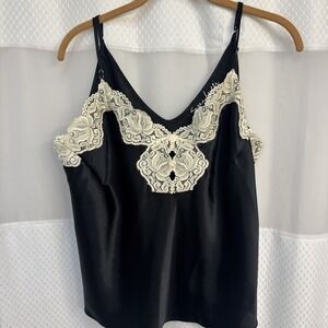 Susan Lucci Vintage Lingerie Top Black W Lace XL